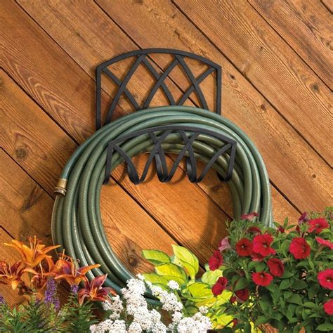 metal garden hose bracket|wall mounted garden hose hanger.